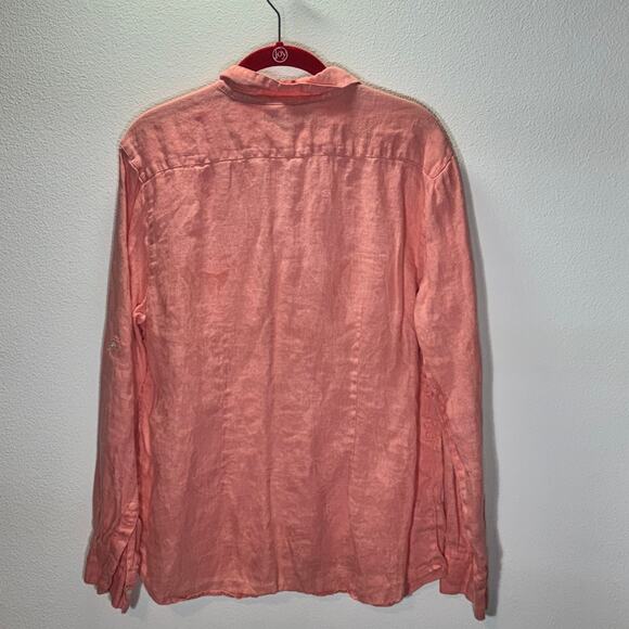 Tommy Bahama Women’s 100% Linen Button Front Shirt Coral Pink Long Sleeve Size M - Picture 3 of 6